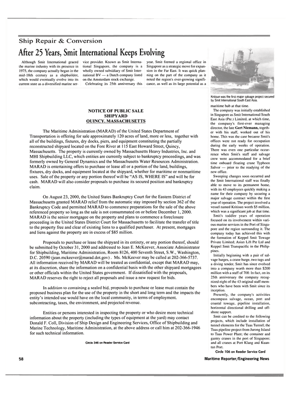 Maritime Reporter Magazine, page 60,  Oct 2000