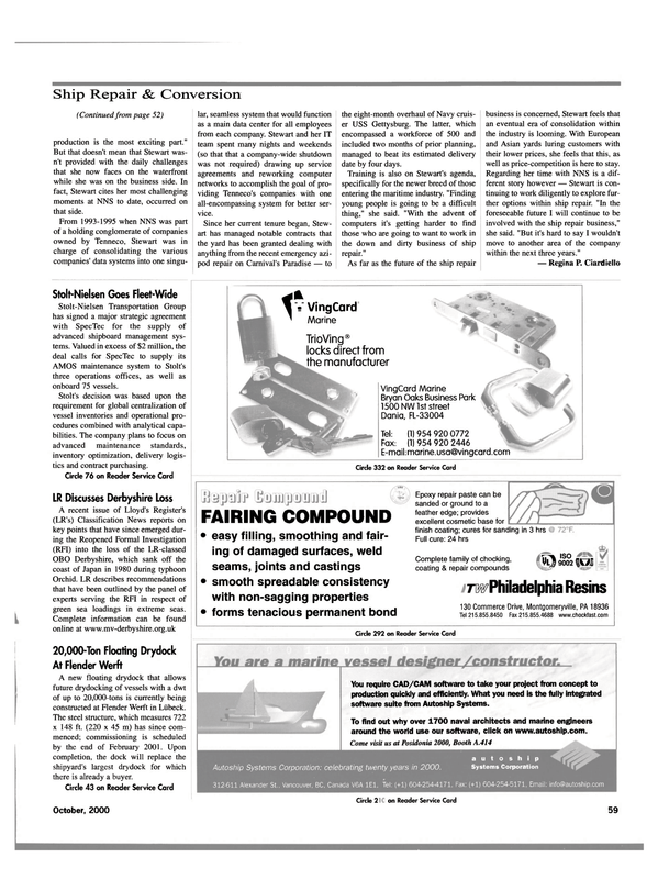 Maritime Reporter Magazine, page 61,  Oct 2000