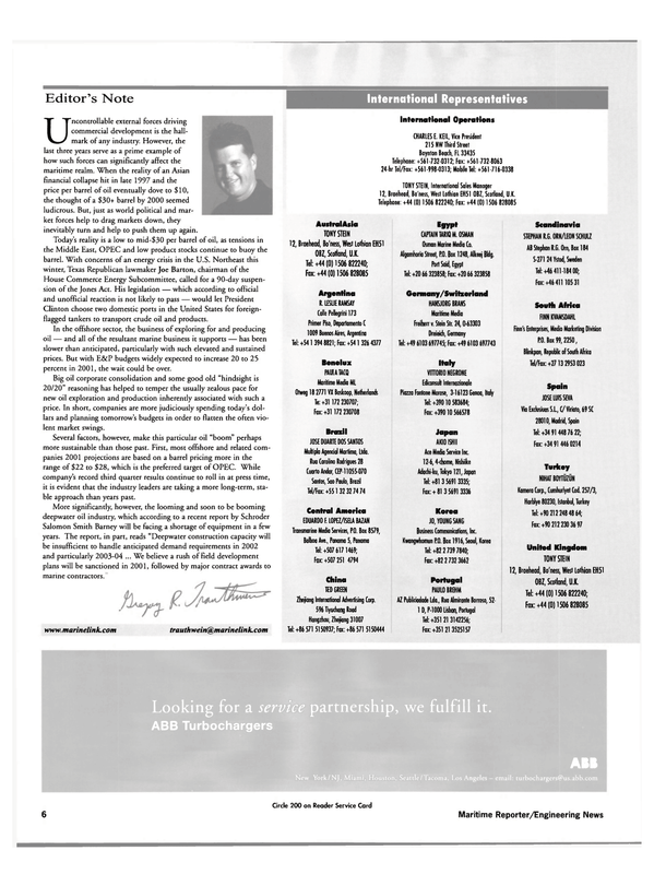 Maritime Reporter Magazine, page 8,  Nov 2000