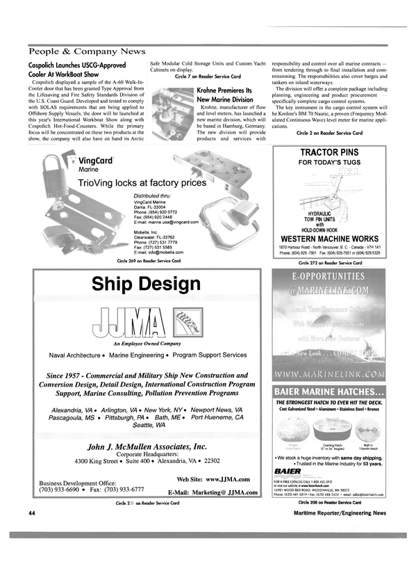 Maritime Reporter Magazine, page 47,  Dec 2000