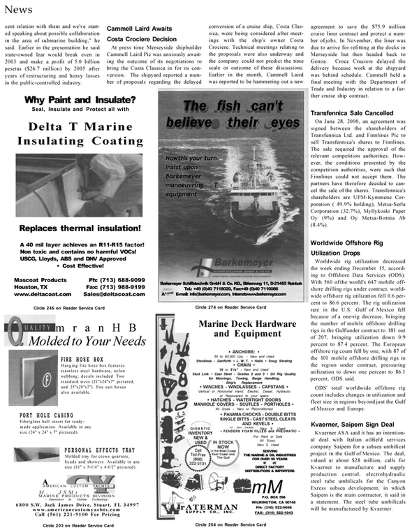 Maritime Reporter Magazine, page 16,  Jan 2001