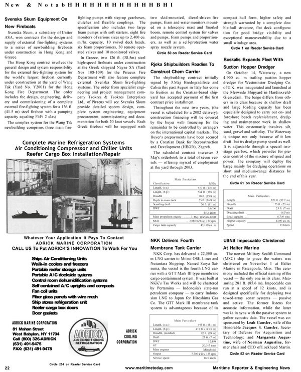 Maritime Reporter Magazine, page 22,  Jan 2001