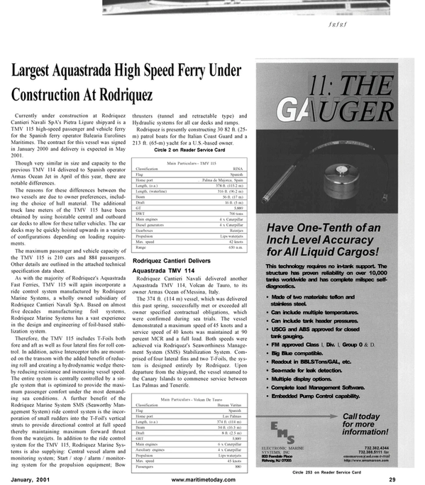 Maritime Reporter Magazine, page 29,  Jan 2001