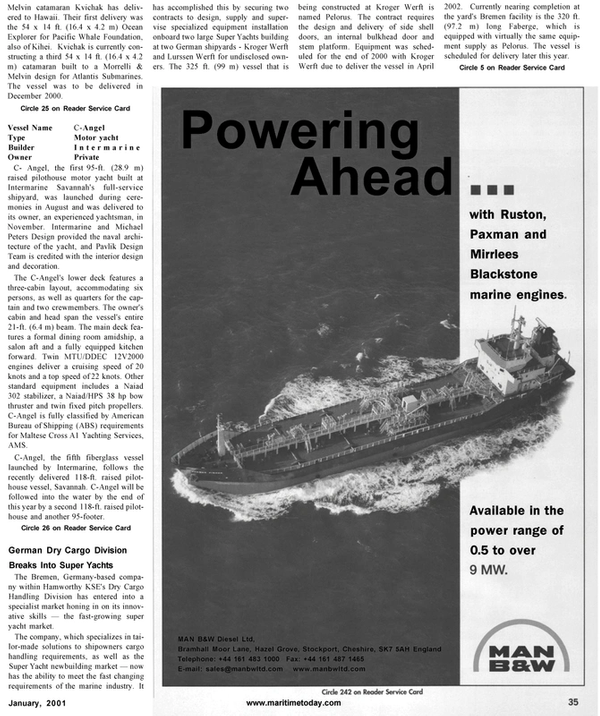 Maritime Reporter Magazine, page 35,  Jan 2001