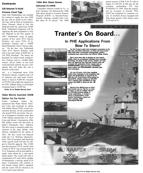 Maritime Reporter Magazine, page 55,  Jan 2001