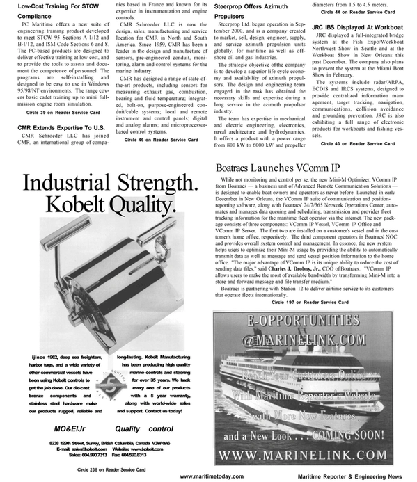 Maritime Reporter Magazine, page 58,  Jan 2001