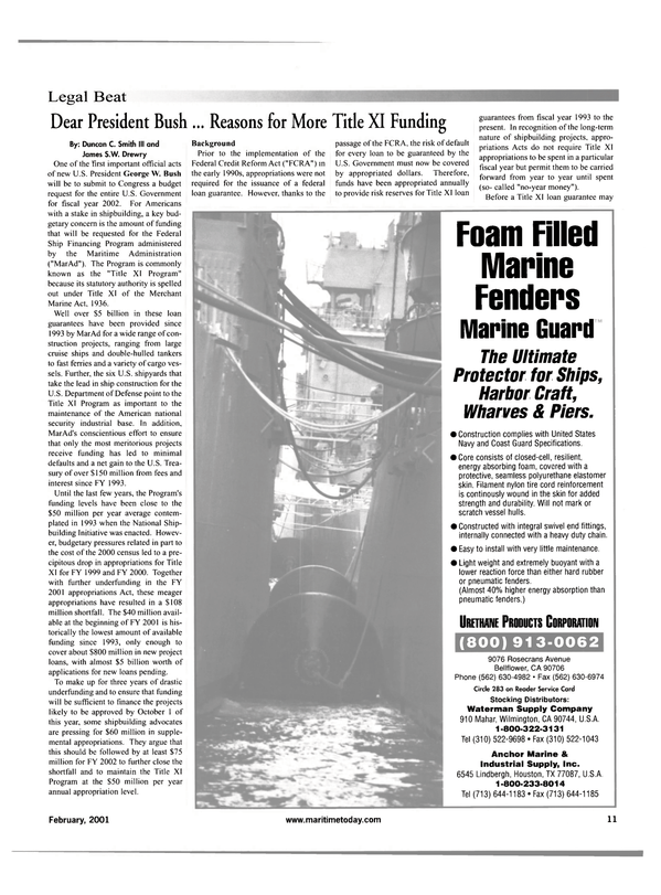 Maritime Reporter Magazine, page 11,  Feb 2001