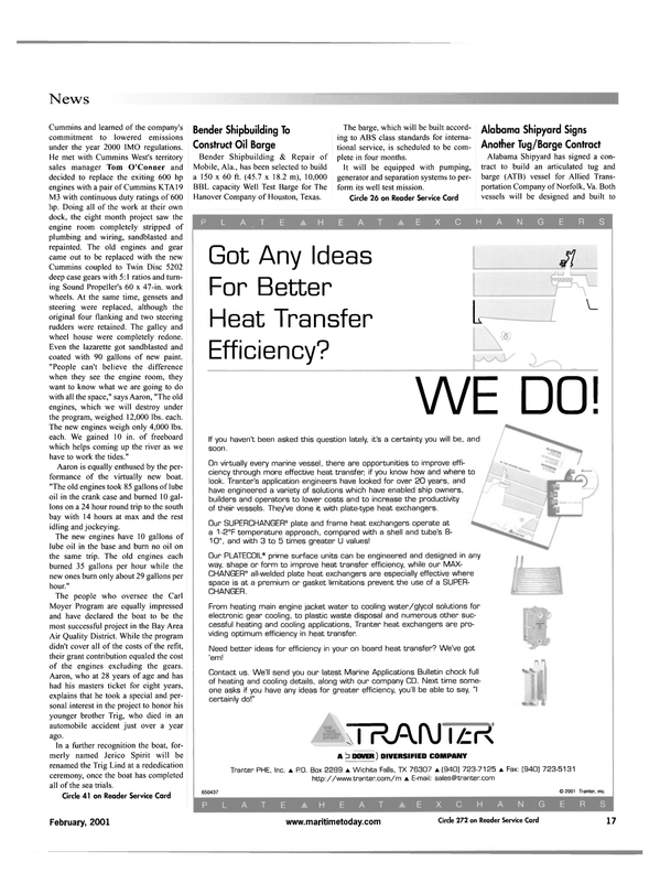 Maritime Reporter Magazine, page 17,  Feb 2001