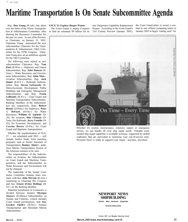 Maritime Reporter Magazine, page 11,  Mar 2001