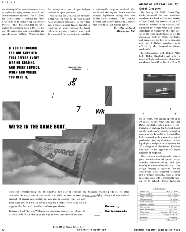 Maritime Reporter Magazine, page 12,  Mar 2001