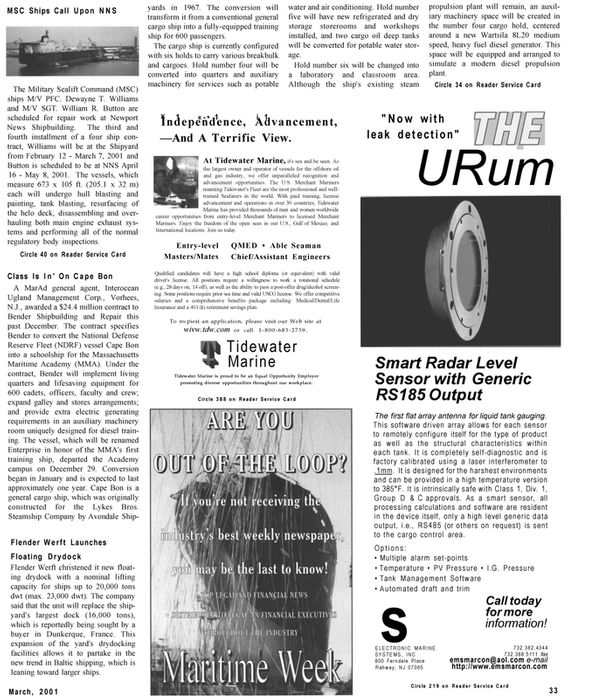 Maritime Reporter Magazine, page 33,  Mar 2001
