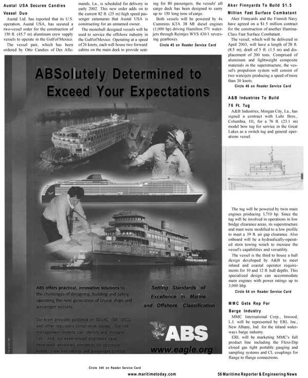 Maritime Reporter Magazine, page 54,  Mar 2001