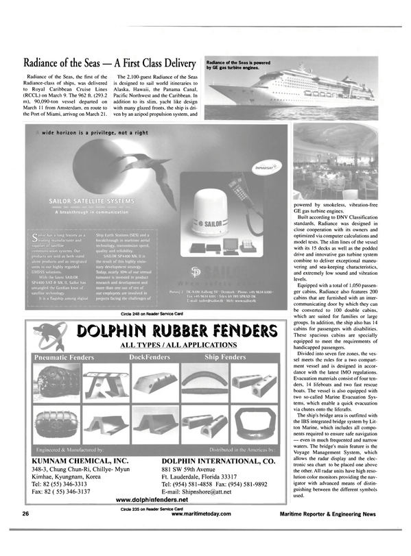 Maritime Reporter Magazine, page 26,  Apr 2001