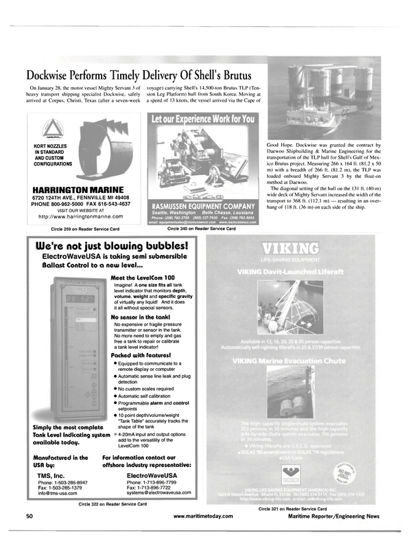 Maritime Reporter Magazine, page 50,  Apr 2001