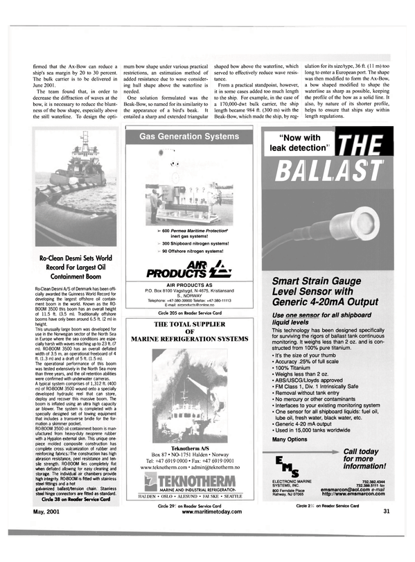 Maritime Reporter Magazine, page 31,  May 2001