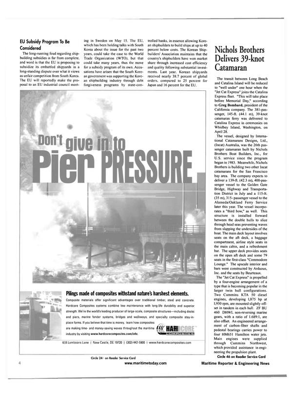 Maritime Reporter Magazine, page 4,  May 2001