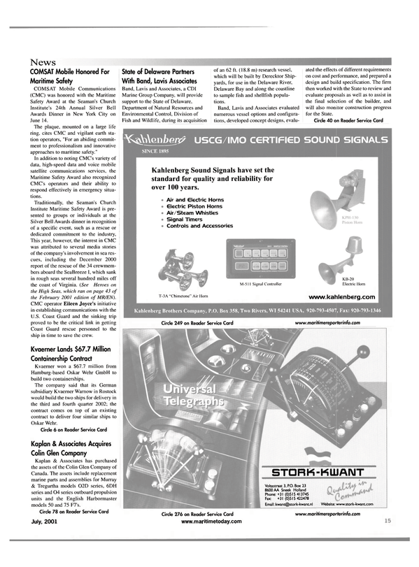 Maritime Reporter Magazine, page 15,  Jul 2001