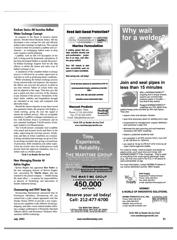 Maritime Reporter Magazine, page 21,  Jul 2001