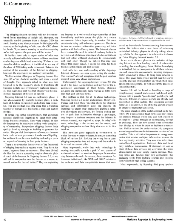 Maritime Reporter Magazine, page 14,  Aug 2001