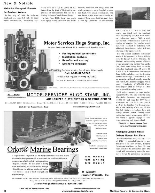 Maritime Reporter Magazine, page 16,  Aug 2001