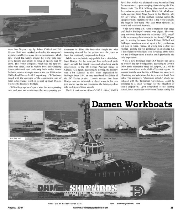 Maritime Reporter Magazine, page 27,  Aug 2001