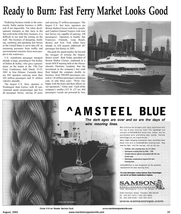 Maritime Reporter Magazine, page 29,  Aug 2001