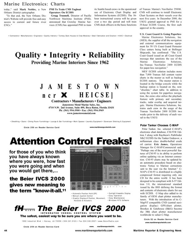 Maritime Reporter Magazine, page 54,  Aug 2001