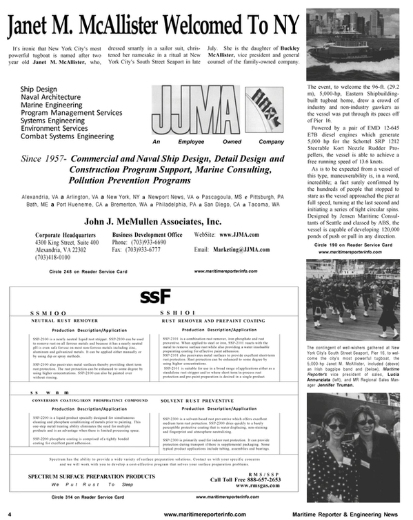 Maritime Reporter Magazine, page 4,  Aug 2001