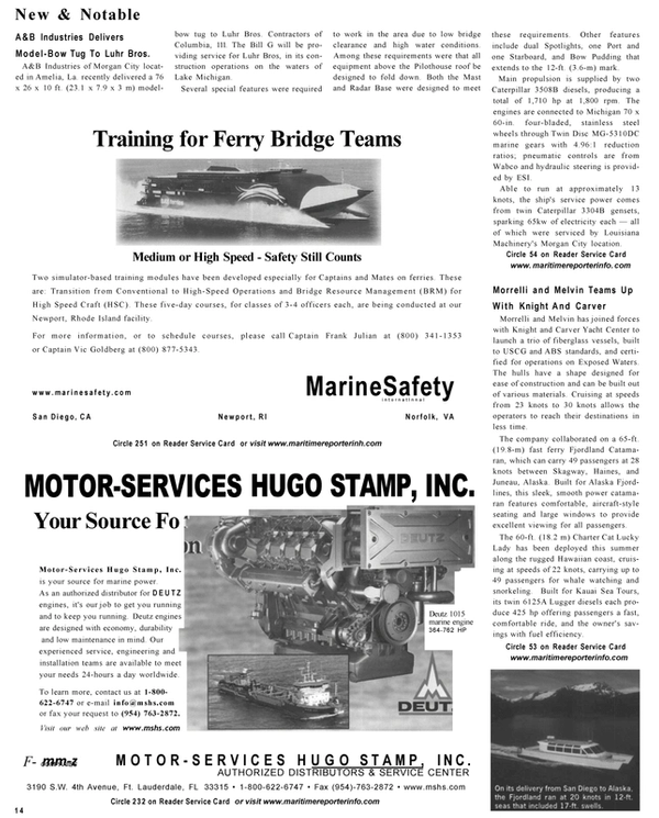 Maritime Reporter Magazine, page 14,  Sep 2001