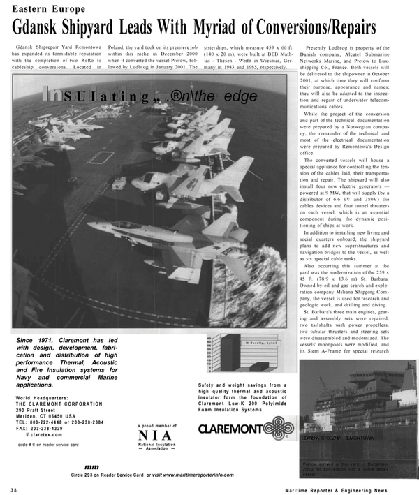 Maritime Reporter Magazine, page 38,  Sep 2001