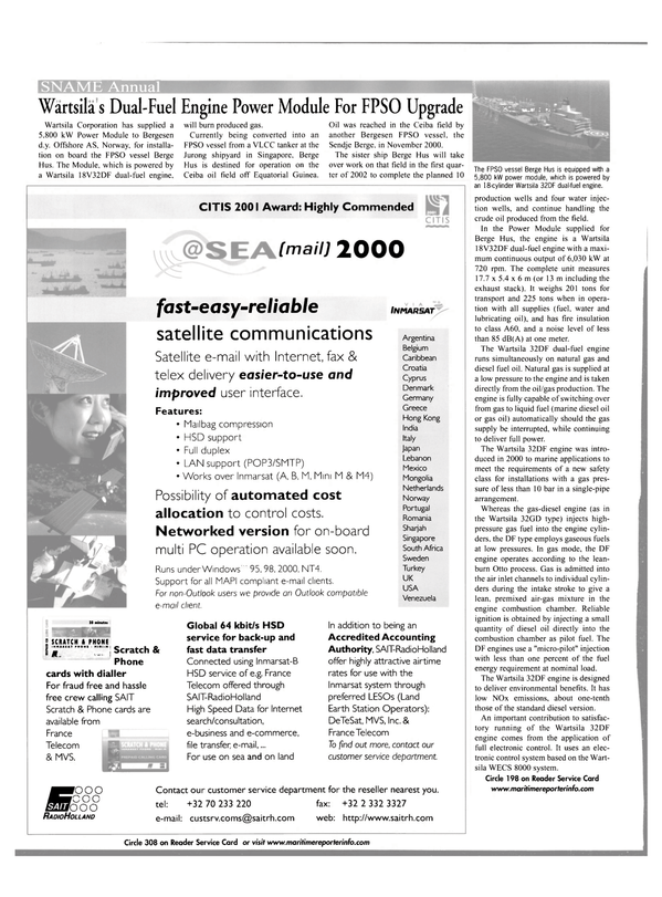 Maritime Reporter Magazine, page 44,  Oct 2001