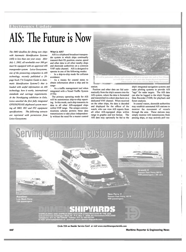 Maritime Reporter Magazine, page 50,  Oct 2001