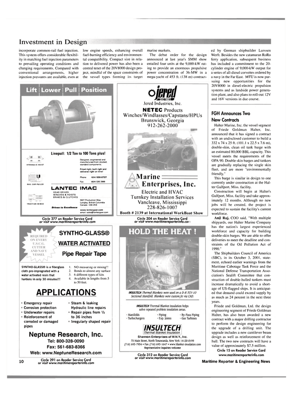 Maritime Reporter Magazine, page 10,  Nov 2001