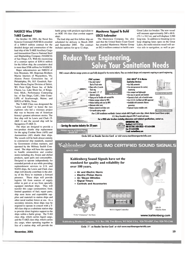 Maritime Reporter Magazine, page 19,  Nov 2001