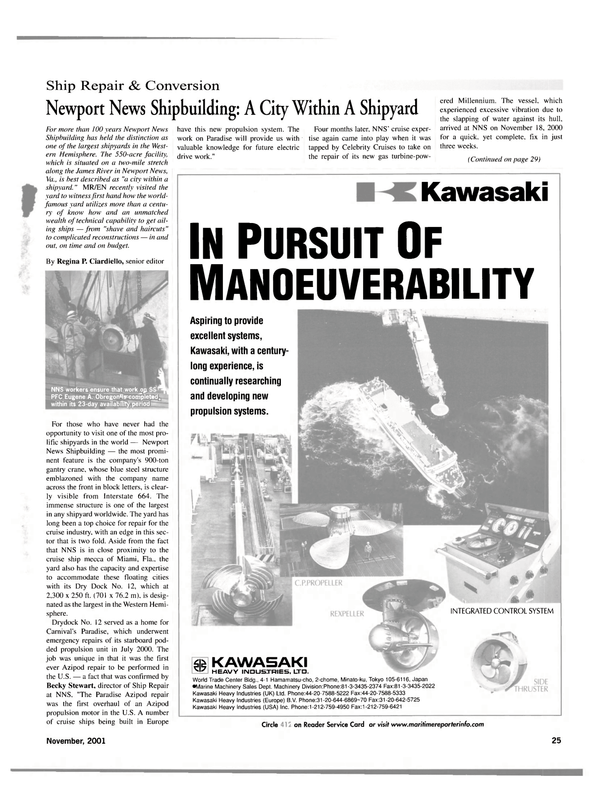 Maritime Reporter Magazine, page 25,  Nov 2001