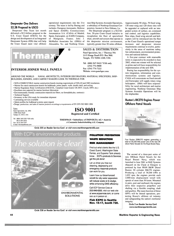 Maritime Reporter Magazine, page 44,  Nov 2001