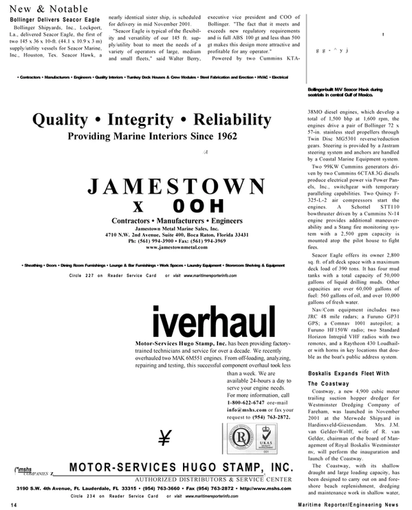 Maritime Reporter Magazine, page 14,  Dec 2001