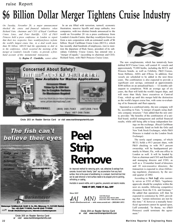 Maritime Reporter Magazine, page 22,  Dec 2001