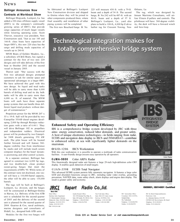 Maritime Reporter Magazine, page 39,  Dec 2001