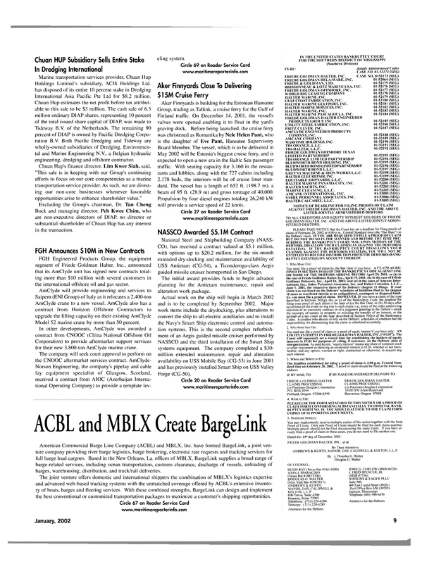 Maritime Reporter Magazine, page 12,  Jan 2002