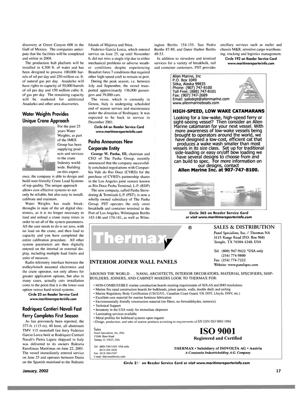 Maritime Reporter Magazine, page 20,  Jan 2002