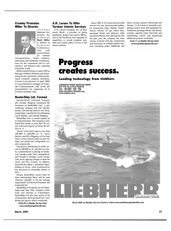 Maritime Reporter Magazine, page 23,  Mar 2002