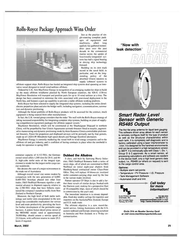 Maritime Reporter Magazine, page 25,  Mar 2002