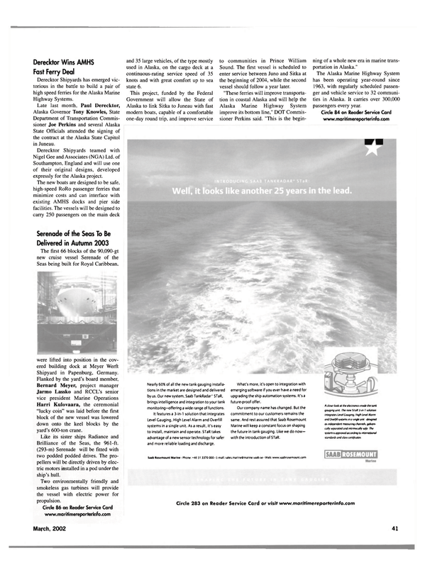 Maritime Reporter Magazine, page 41,  Mar 2002