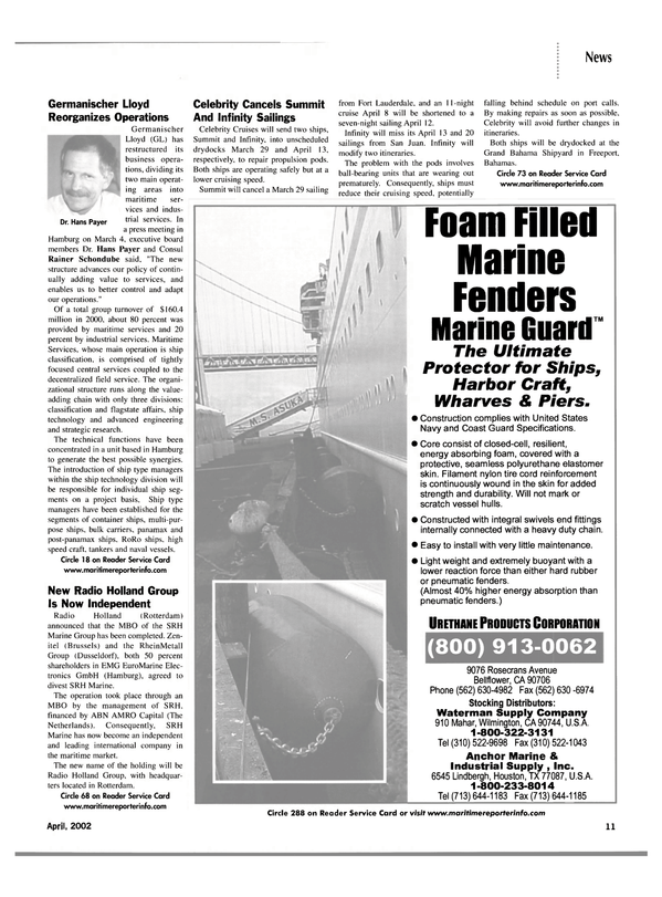 Maritime Reporter Magazine, page 11,  Apr 2002