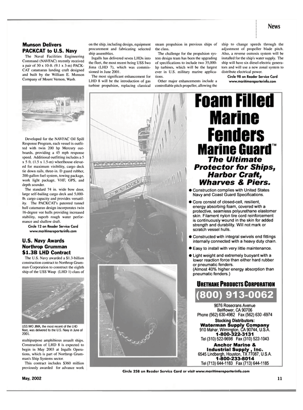 Maritime Reporter Magazine, page 11,  May 2002