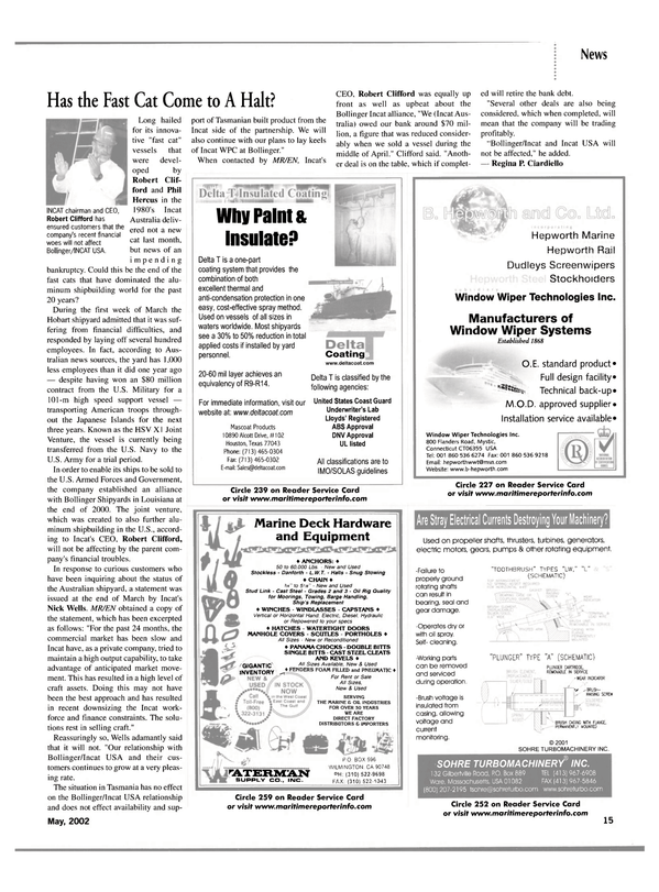 Maritime Reporter Magazine, page 15,  May 2002