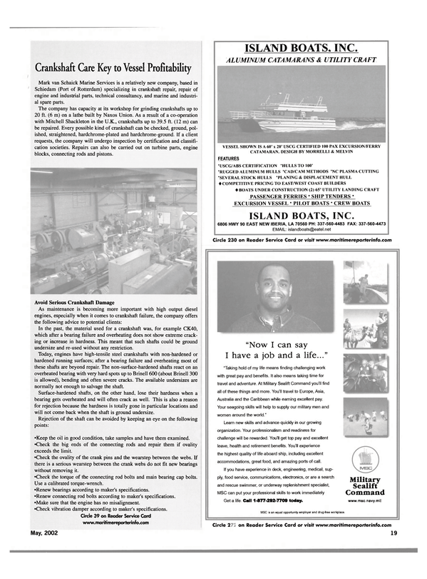 Maritime Reporter Magazine, page 19,  May 2002