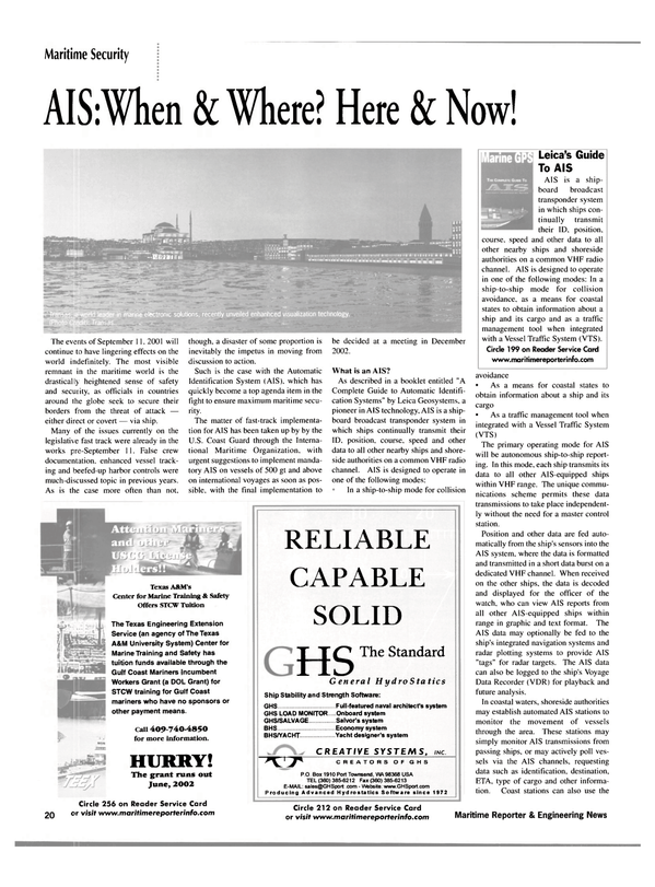 Maritime Reporter Magazine, page 20,  May 2002