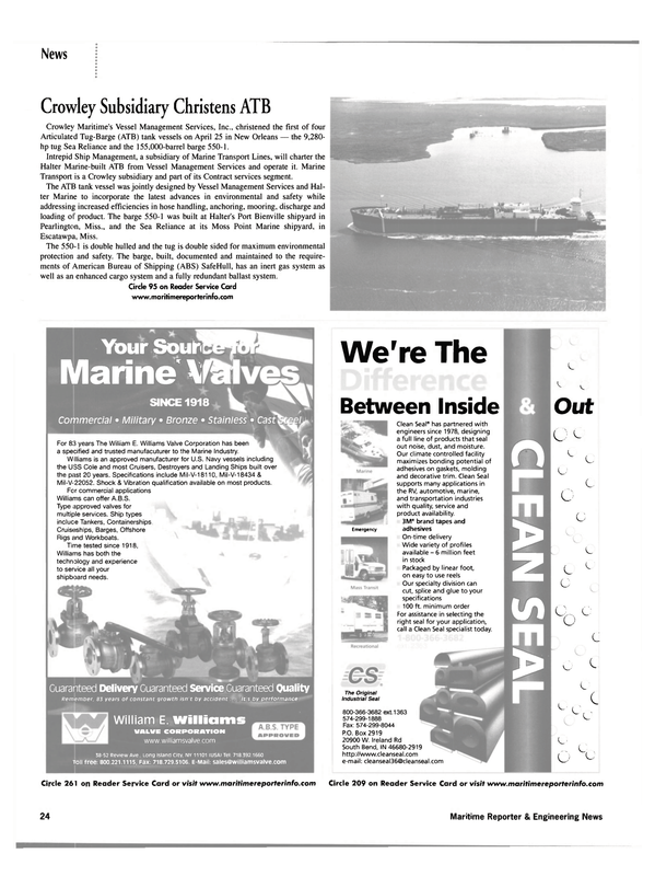Maritime Reporter Magazine, page 24,  May 2002